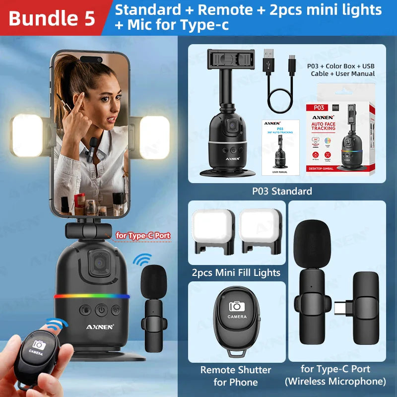 Smart AI Face Tracking Gimbal for Smartphone & Action Camera