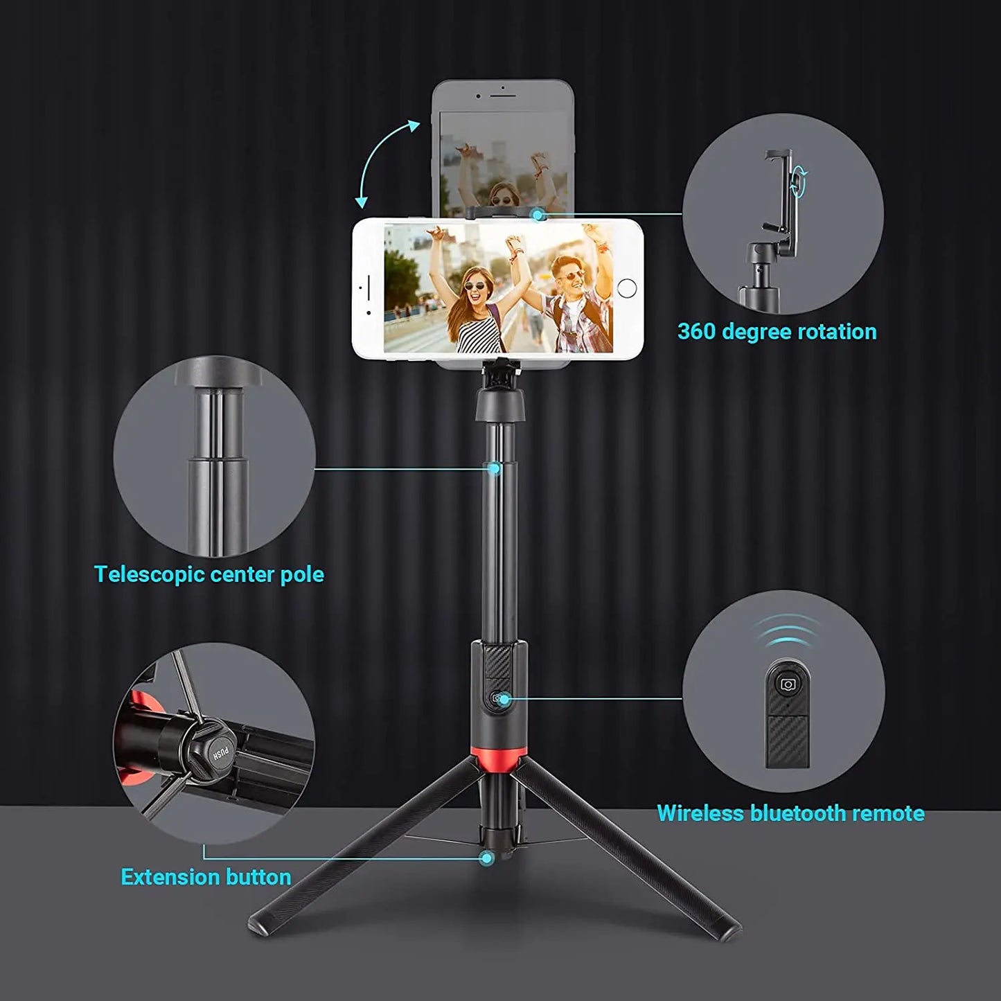 SmallRig Portable Wireless Selfie Stick Bluetooth Foldable Mini Tripod For IPhone 13 /For Huawei Remote Control Tripod 3375